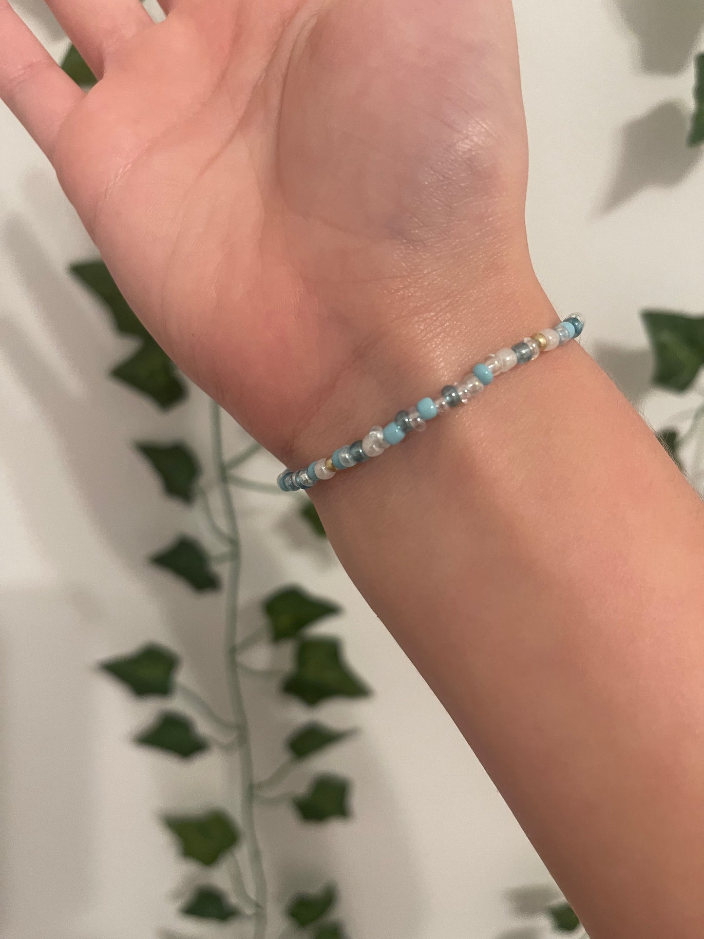 Summer blue seed bead bracelet
