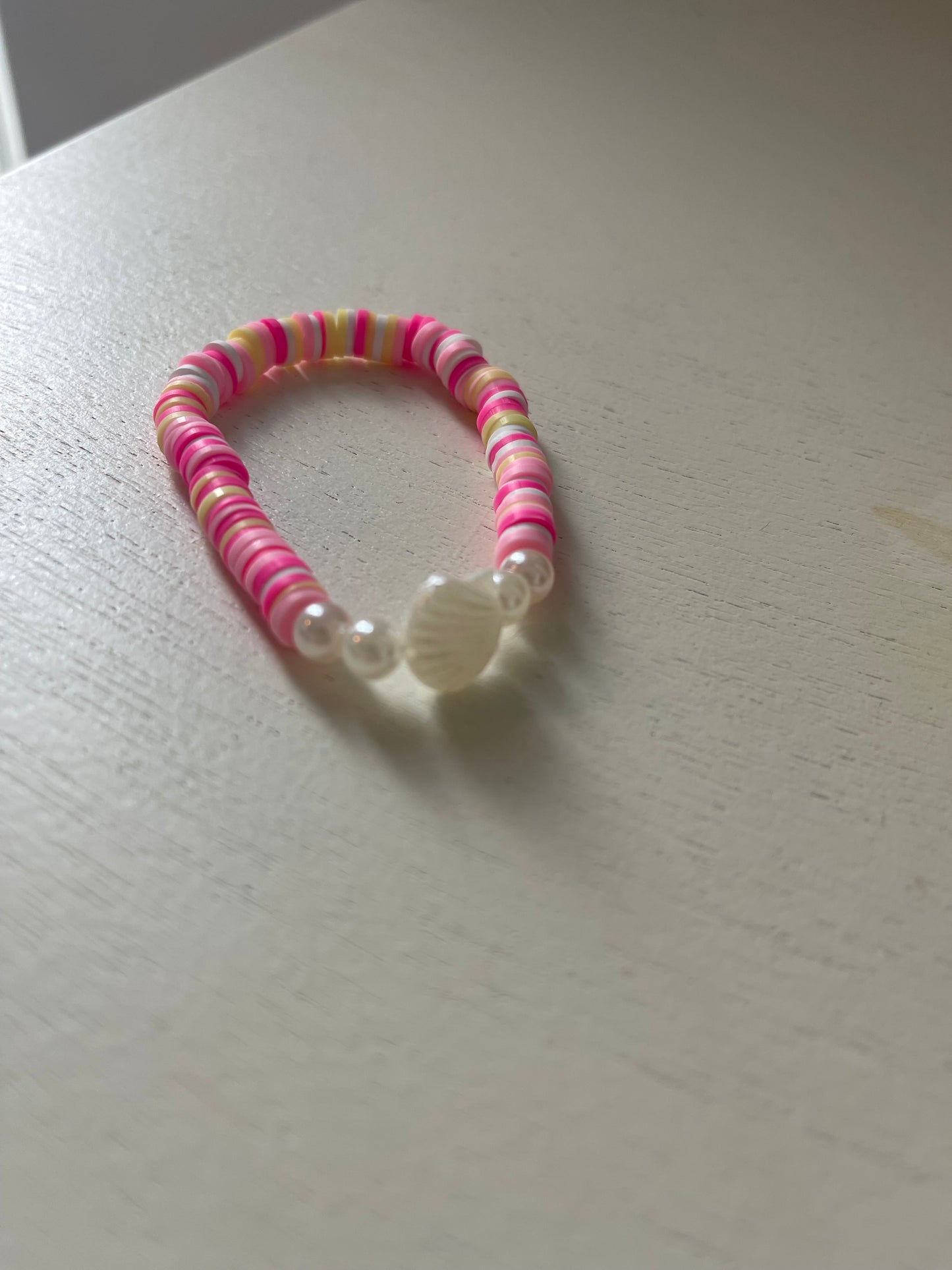 Pink lemonade shell bracelet