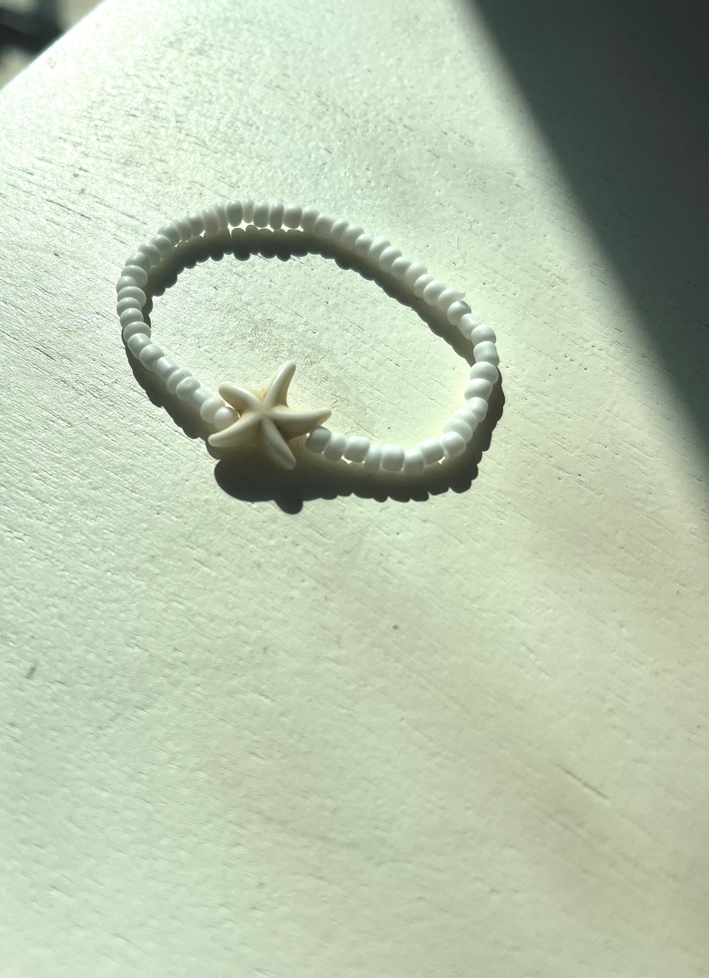 White Starfish Seed Bead Bracelet